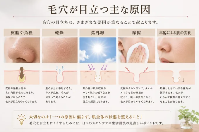 毛穴が目立つ原因とは?