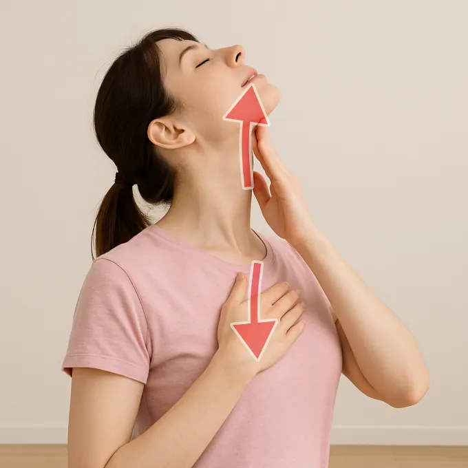 首の前面ストレッチ