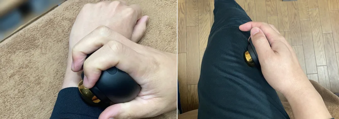 オンキュアを手に持って使った様子