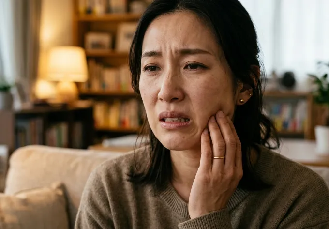 食いしばりすぎている女性