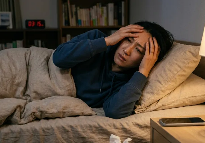 なかなか寝付けない女性