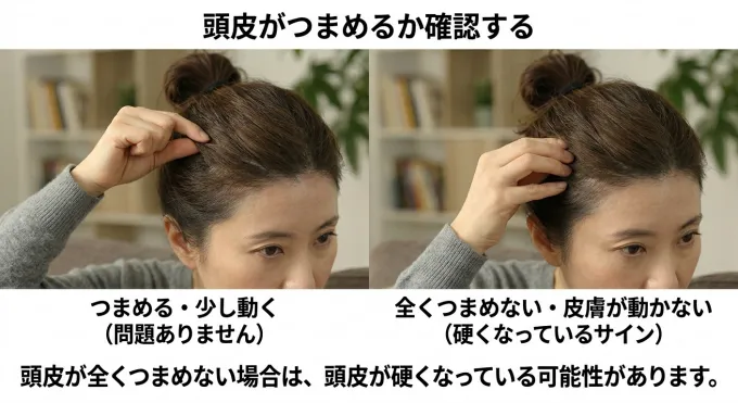 頭皮がつまめるか確認中