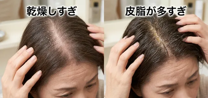 頭皮の乾燥しすぎ、皮脂多すぎ
