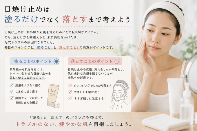 日焼け止めは塗るだけでなく落とすまで考えよう